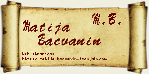Matija Bačvanin vizit kartica